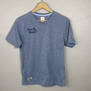 Tracksmith Shirt Blue Striped Athletic Size Small 5k On The Beach Running Tee